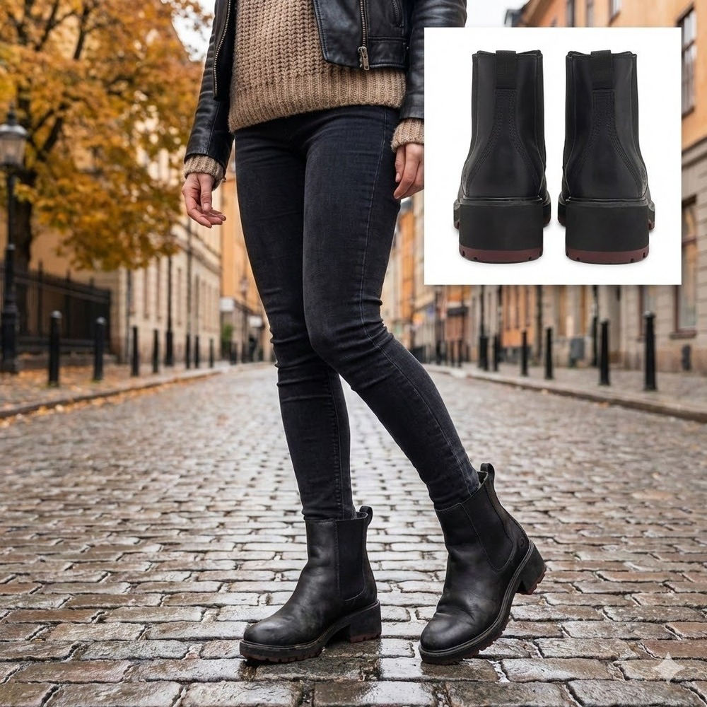 Timberland Women's Cortina Valley‎ Chelsea Boots Black GreenStride Size 9M A2CF4